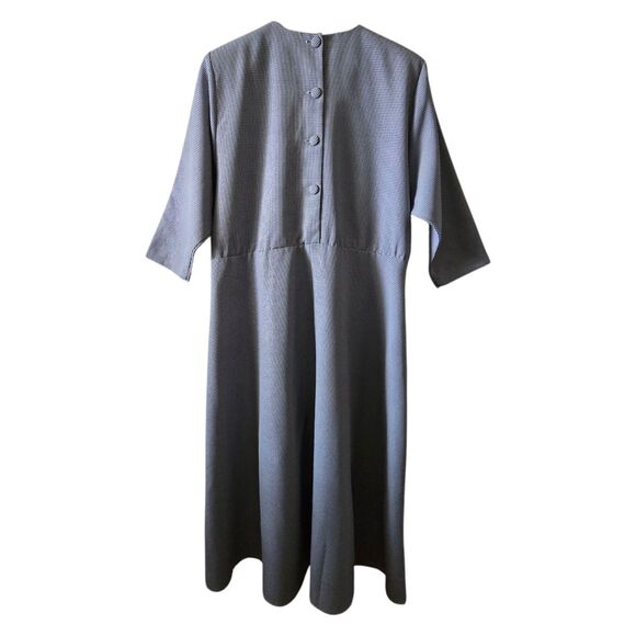 Vintage Nina Piccalino Navy White Houndstooth Peplum Dress. Retro. Sz 12 Fits 14 - Picture 7 of 13